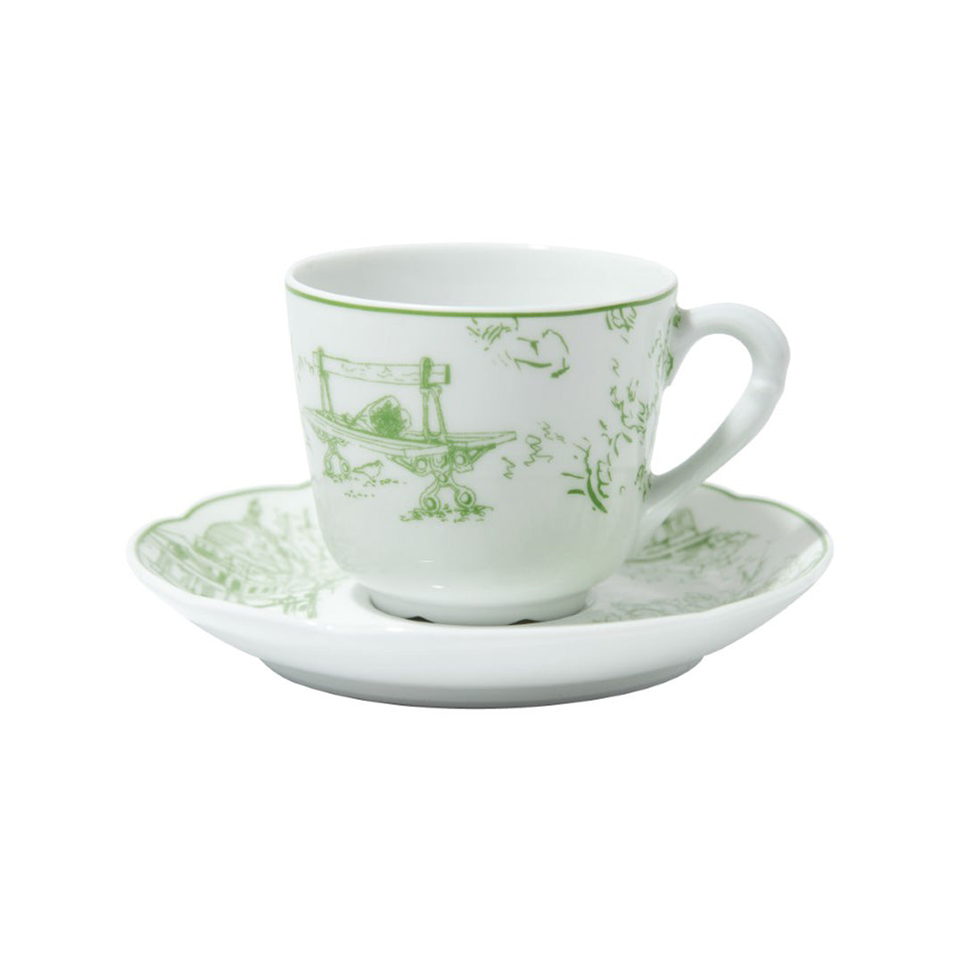 Bernardaud Tout Paris Moka Espresso Cup & Saucer, Green