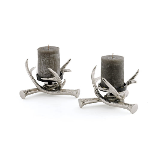 Antler Pillar Candleholders, Set of 2