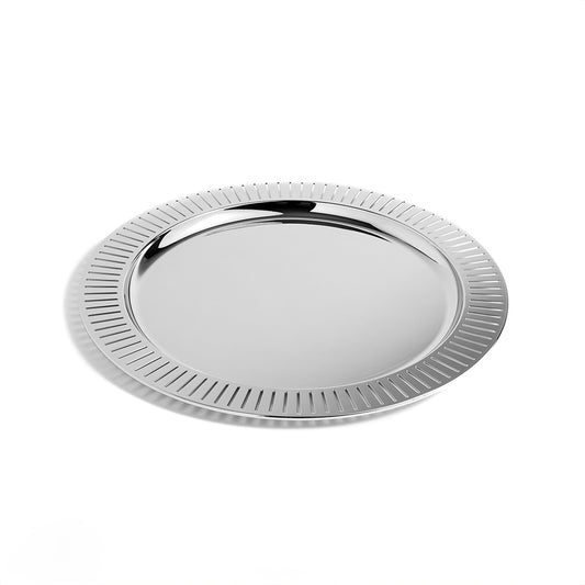 Anna New York Striations Round Serving Tray, Silver