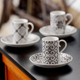 Calcada Portuguesa Espresso/Coffee Cups & Saucers, Set of 4
