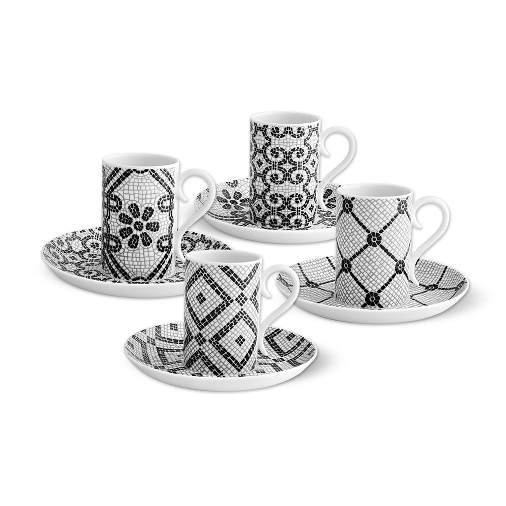Vista Alegre Calcada Portuguesa Espresso/Coffee Cups & Saucers, Set of 4