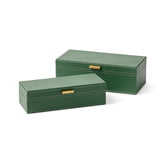 Green Leather Boxes, Set of 2