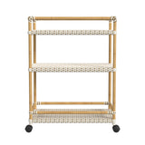 Indoor/Outdoor Bar Cart, White & Tan