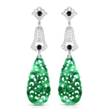 Carved Jade & Diamond Earrings
