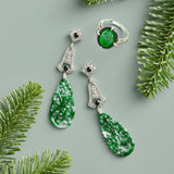 Carved Jade & Diamond Earrings