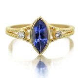 Tanzanite Marquis & Diamond Princess Ring