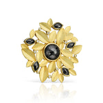 Barbara Heinrich Black Diamond & Gold Leaf Cluster Brooch