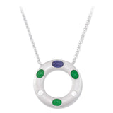 Green Jade, Sapphire & Diamond Circle Necklace