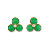 Apple Green Jade & Diamond Flower Earrings