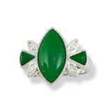 Green Jade Marquis & Diamond Ring