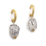 Barbara Heinrich Granulated Hoop Earrings with Tourmalated Quartz Drops