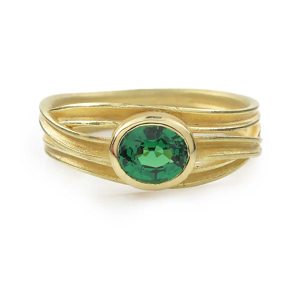 Barbara Heinrich Oval Tsavorite Wrapped Ribbon Ring