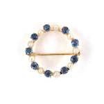 Estate Victorian Pearl & Montana Sapphire Circle Pin