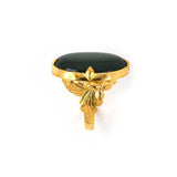 Jadeite/Omphacite Jade Carved Leaf Ring