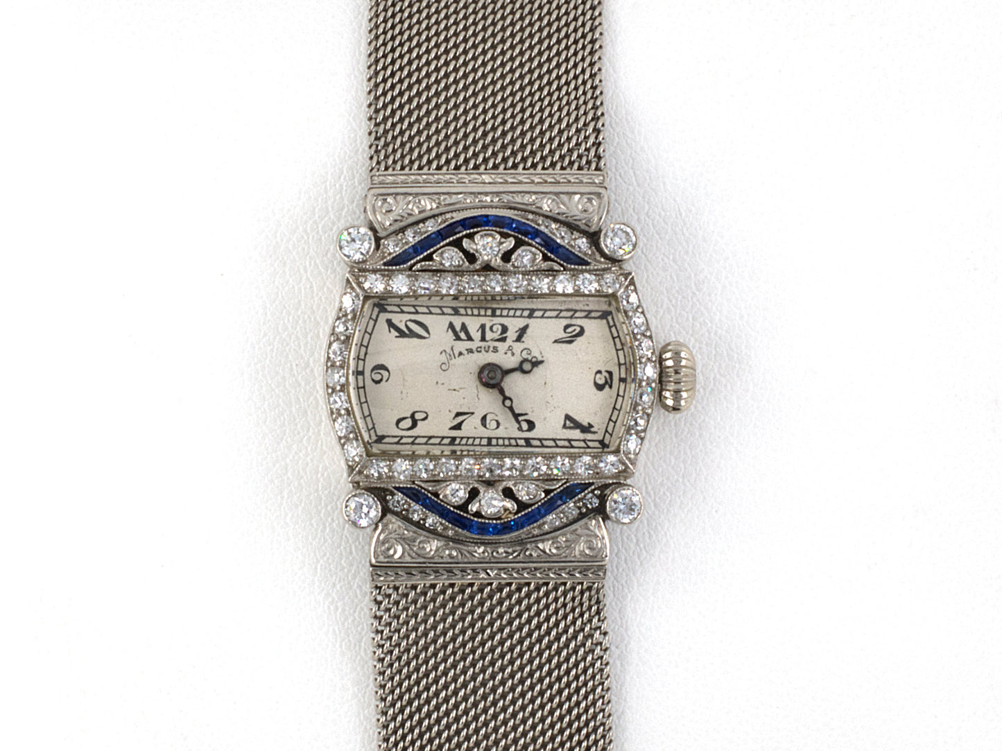 Art Deco Marcus & Co. Diamond & Sapphire Platinum Watch