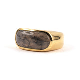 Estate T.S. Lin Black-Gray Jadeite Saddle Ring