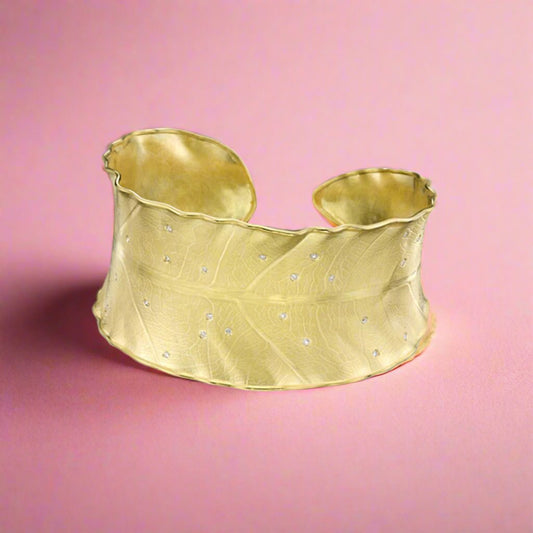 Wide Scattered Diamond Leaf Cuff