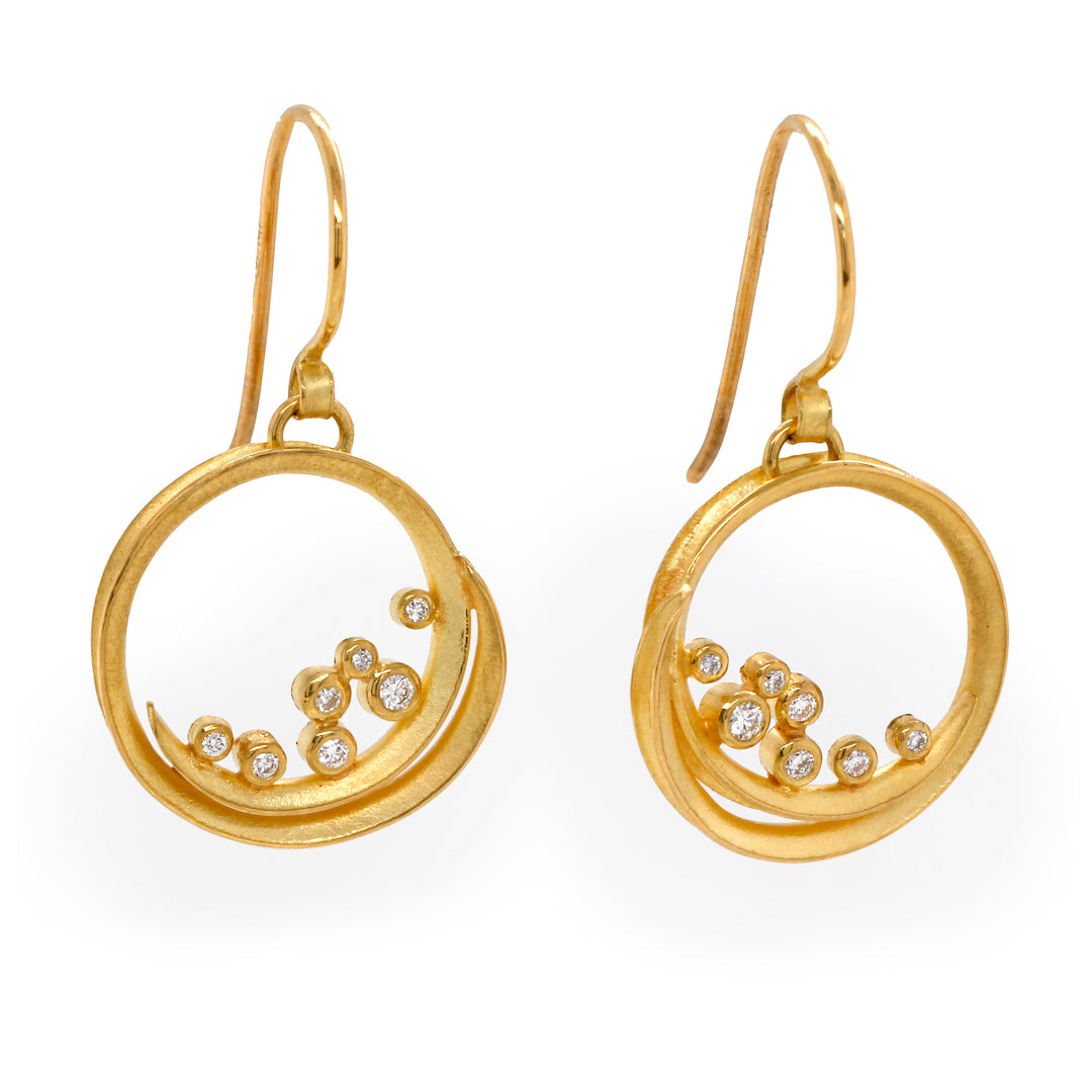 Barbara Heinrich Swirl Diamond Cluster Drop Earrings