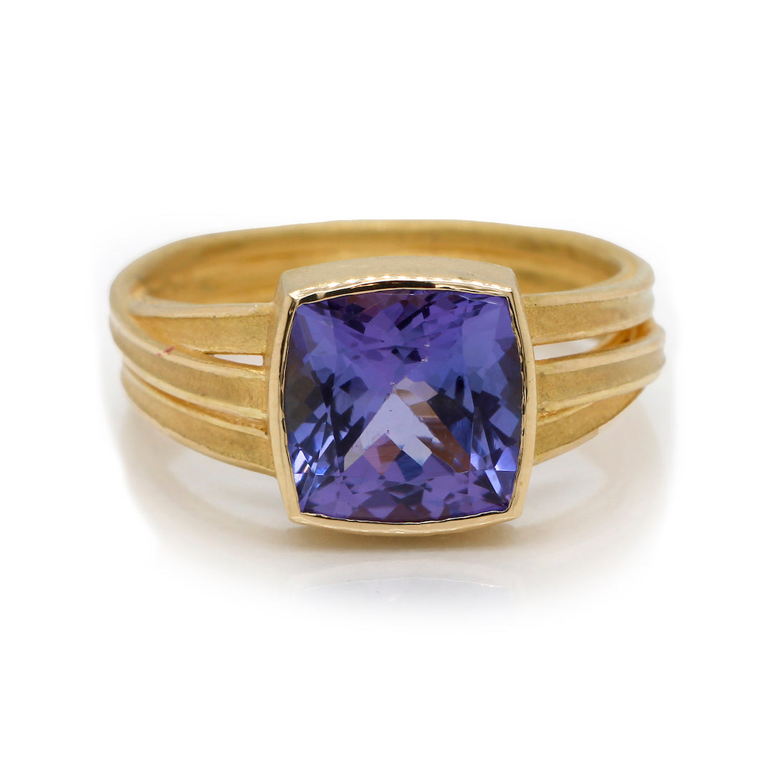 Barbara Heinrich Cushion-Cut Tanzanite Ribbon Ring