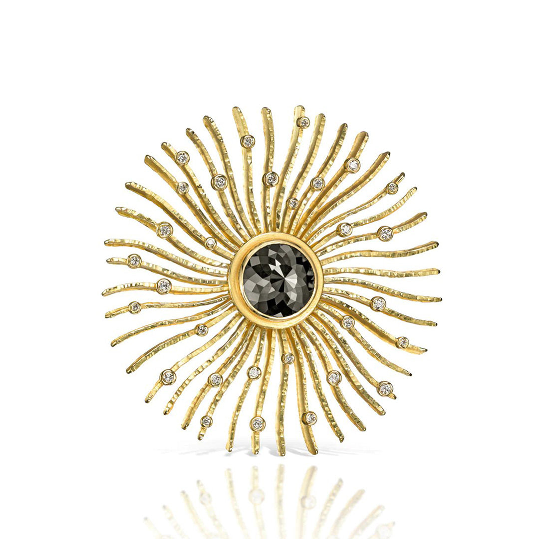 Barbara Heinrich Black Diamond Sunburst Brooch