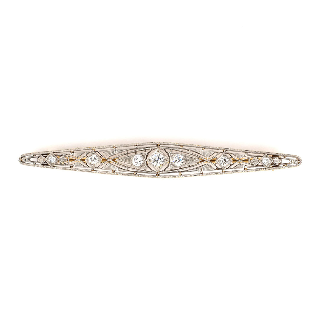Estate Edwardian Diamond & Platinum Tapered Bar Pin