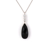 Onyx Teardrop & Diamond Dangle Pendant Necklace