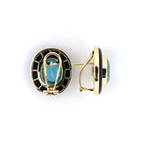 Blue Topaz & Onyx Oval Earrings