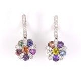 Estate Sidney Garber Multi-Color Sapphire & Diamond Pinwheel Drop Earrings