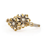 Estate Diamond, Pearl & Enamel Bangle Bracelet