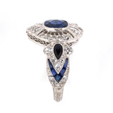 Art Deco Sapphire & Diamond Filigree Engagement Ring