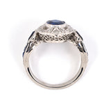 Art Deco Sapphire & Diamond Filigree Engagement Ring
