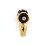 Curved Wood & Diamond Twist Ring