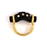 Curved Wood & Diamond Twist Ring