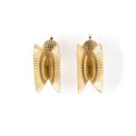 Estate Gold Corrugated Half-Round Hoop Earrings