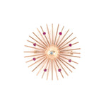 Estate Retro Ruby & Diamond Starburst Spoke Pin