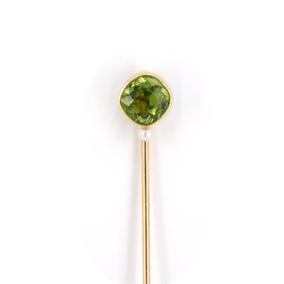 Estate Victorian Peridot & Pearl Stick Pin