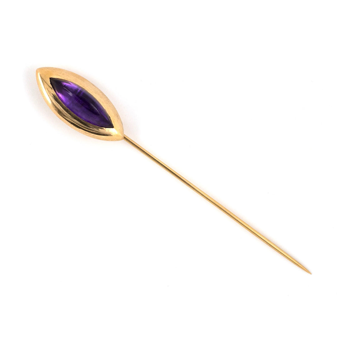 Estate Victorian Marquise Amethyst Stick Pin