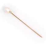 Estate Victorian Baroque Pearl & Diamond Stick Pin