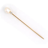 Estate Victorian Baroque Pearl & Diamond Stick Pin