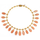 Victorian Coral Cameo Drop Festoon Necklace