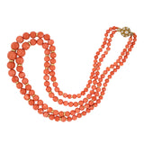 Victorian Coral Double-Strand Bead Necklace