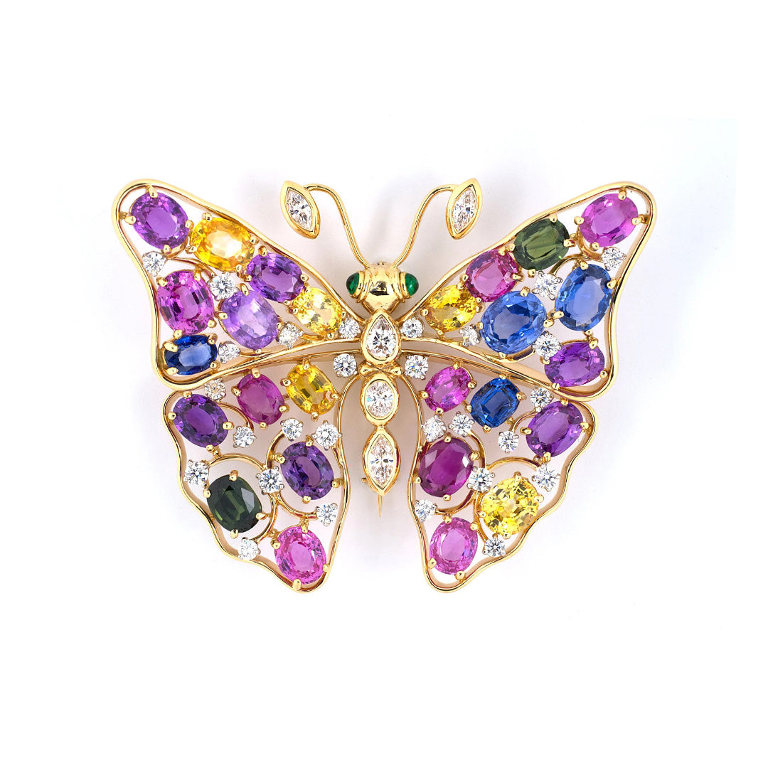 Estate Oscar Heyman Multi-Gemstone Butterfly Pin