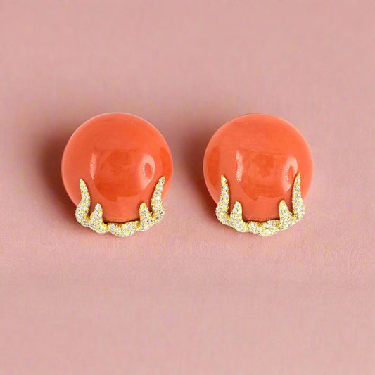 Dunay Coral & Diamond Earrings