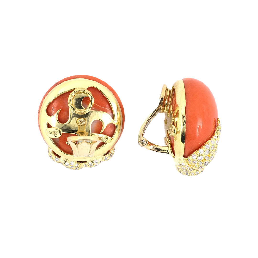 Dunay Coral & Diamond Earrings