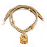 Pat Tseng Carved Mustard Jade Bat & Coin Pendant Necklace