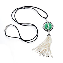 Cicada Jade, Diamond & Pearl Tassel Necklace