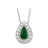 Estate Pear-Shaped Green Jade & Diamond Pendant Necklace