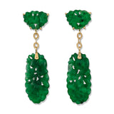 Carved Green Jade Drop Earrings