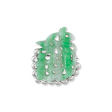Estate Carved Green & White Jade Lady with Child Brooch