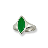 Green Jade Marquise White Gold Ring